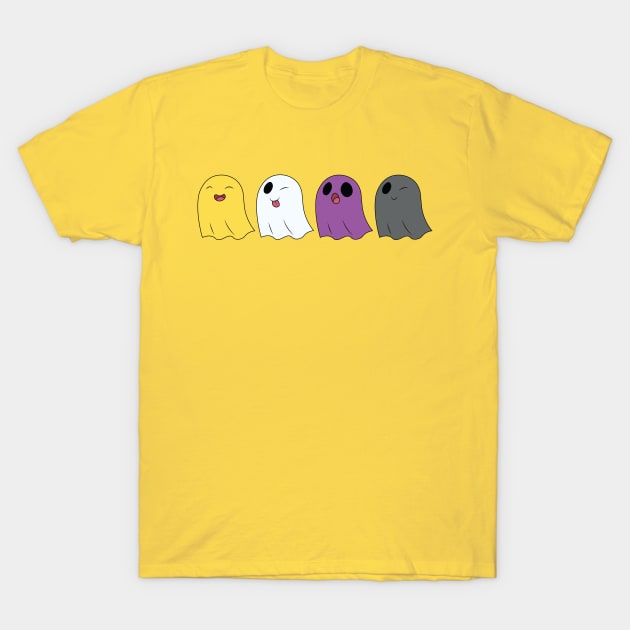 Non Binary Pride Ghosts T-Shirt by Jaimie McCaw